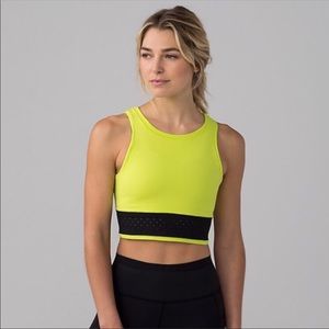 LULULEMON mind over miles crop top neon green